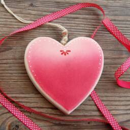Handmade Wooden Heart Ornament, Beaded Maple Wood Window Decoration - thumbnail 3
