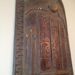 Wabi Sabi Egyptian Shield Wall Decor Rustic Ancient Sculpture - thumbnail 4