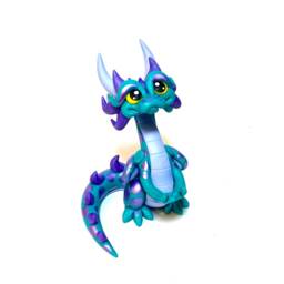Artemis - Polymer Clay Dragon Dice Holder Teal Pearl, Light Periwinkle, & Metallic Purple Dragonling - thumbnail 3