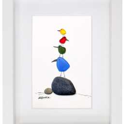 Sea Glass Picture - Framed Handmade Art Bird Wall Decor - thumbnail 2