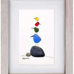Sea Glass Picture - Framed Handmade Art Bird Wall Decor - thumbnail 3