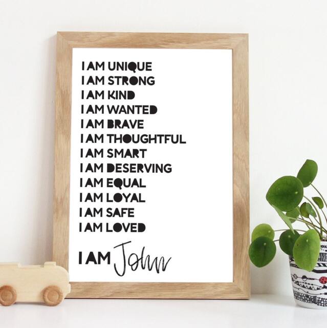 Boys Bedroom Decor, Positive Affirmation Prints, I Am Print, Monochrome Wall Art, Nursery Decor - image 1