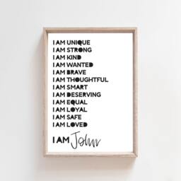 Boys Bedroom Decor, Positive Affirmation Prints, I Am Print, Monochrome Wall Art, Nursery Decor - thumbnail 2