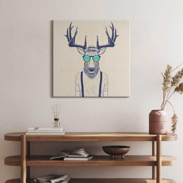Abstract Deer With Human Features Canvas, Wall Art Picture, Beige Decoration, Kids Canvas - image 1