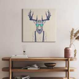 Abstract Deer With Human Features Canvas, Wall Art Picture, Beige Decoration, Kids Canvas - thumbnail 1
