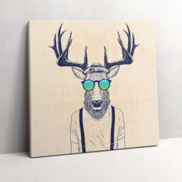 Abstract Deer With Human Features Canvas, Wall Art Picture, Beige Decoration, Kids Canvas - thumbnail 2