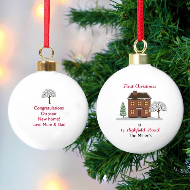 Personalised Home Christmas Bauble - New 1st Christmas in New Home Couples First Keepsake Gift - image 1