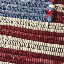 American Flag Rag Rug Wall Hanging Recycled Jeans Folk Art - 14 X 25 - thumbnail 2