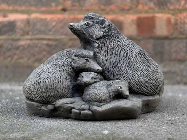 Concrete Family Hedgehog Statue Outdoor Hedgehogs Sculpture Stone Animal Ornament Cement Wild Decoration Hedgehog Lover Gift Yard Art - image 1