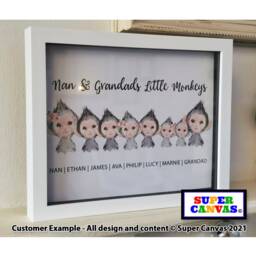 Handmade Grandchildren Cute Monkey Family Personalised Portrait Picture Framed A4 A3 Print Gift For Nana Grandad Birthday Mothers Day - thumbnail 2