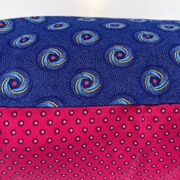 "Pink & Indigo Shweshwe South African Handmade Cushion Cover, 45cm X - 18""X18" - thumbnail 3