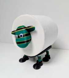 Northampton Saints Rugby Union Supersheep Toilet Roll Holder - Funny Black Green Gold Sheep Bathroom Decor For Jimmies Fan