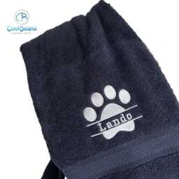 Dog Towel - Personalised Face Cloth/Hand Bath Embroidered Paw & Text - thumbnail 3