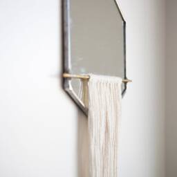 The Wykr??j - Hexagon Mirror With Fringe & Brass Detail Stained Glass Wall Decor - thumbnail 4