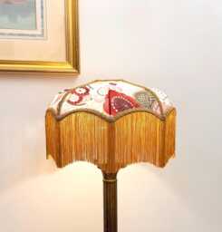 Japanese Kimono Silk Lampshade Gilded Harmony Pendant Or Table Lamp Shade - thumbnail 1
