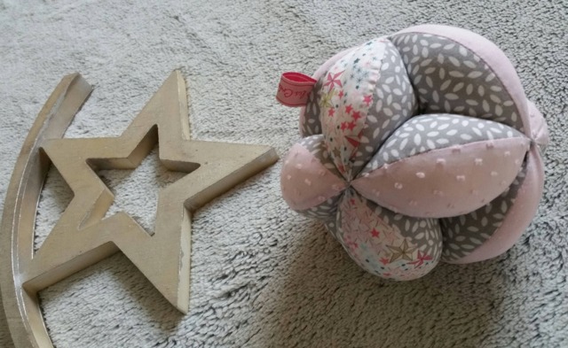 Montessori-style Grasping Ball With Bells in Liberty Adelajda & Polka Dot Pattern - Personalizable Your Little One's First Name - image 1
