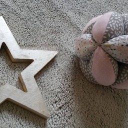 Montessori-style Grasping Ball With Bells in Liberty Adelajda & Polka Dot Pattern - Personalizable Your Little One's First Name - thumbnail 3