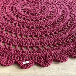 Handmade Crochet Round Rug Braided Cotton Scandinavian Style - thumbnail 3