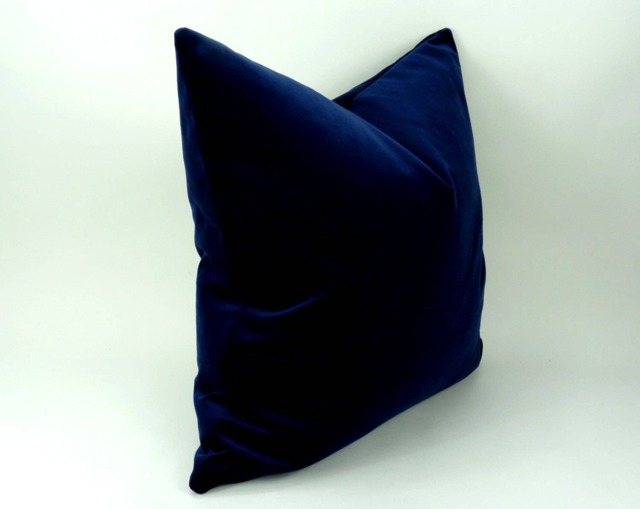 Midnight Blue Velvet Pillow Cover Heavy Cotton Cushion - image 1