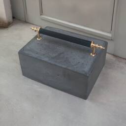 Concrete Door Stopper Heavy Duty With Black & Gold Handle
