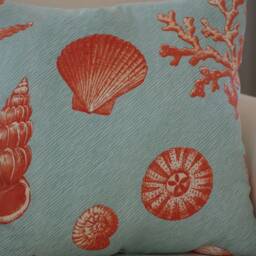 Beach Decor Aqua Blue, Coral Sea Life & Shell Throw Pillow - thumbnail 3