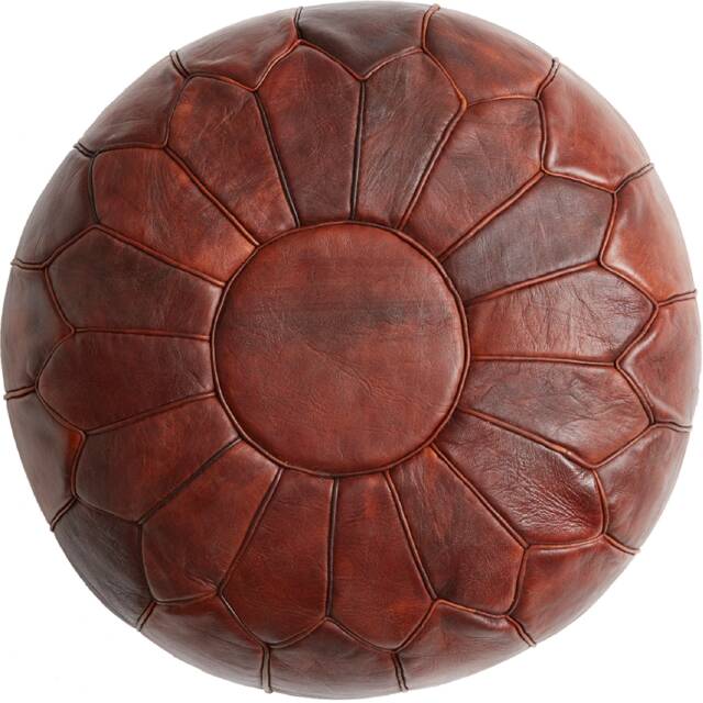 Mid-Season Sale Deluxe Moroccan Poppy Seed Leather Pouffe, Handmade Artisan Ottoman Bean Bag Footstool, Floor Cushion - image 1