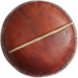 Mid-Season Sale Deluxe Moroccan Poppy Seed Leather Pouffe, Handmade Artisan Ottoman Bean Bag Footstool, Floor Cushion - thumbnail 2