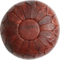 Summer Sale Deluxe Moroccan Poppy Seed Leather Pouffe, Handmade Artisan Ottoman Bean Bag Footstool, Floor Cushion