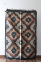 Handmade Wool Jute Dhurrie Rug Indian Chic Kilim - 4 X 6 Ft - thumbnail 1