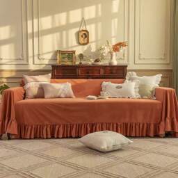 Hundreds Of Colours, Any Size, Orange Sofa Slipcover, Velvet Couch Cover , Custom Made Sectional Cover, Home Decor