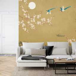 Chinoiserie Wallpaper Birds & Blossoms Mural, Peel Stick Decal - thumbnail 2