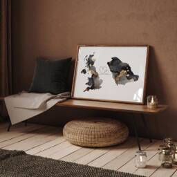Britain & Saudi Arabia Map Black & Gold Travel Wall Art Print - United Kingdom UK - thumbnail 2