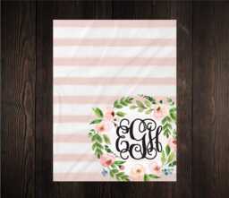 Personalized Baby Blanket Gifts Soft Fleece Minky Shower Gift Newborn Watch Me Grow Girl Floral Monogram - thumbnail 1