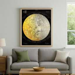 1969 Vintage Lunar Map - Full Moon Surface Chart Retro Mond Lune Wall Print - thumbnail 1