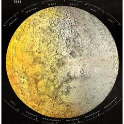 1969 Vintage Lunar Map - Full Moon Surface Chart Retro Mond Lune Wall Print - thumbnail 2