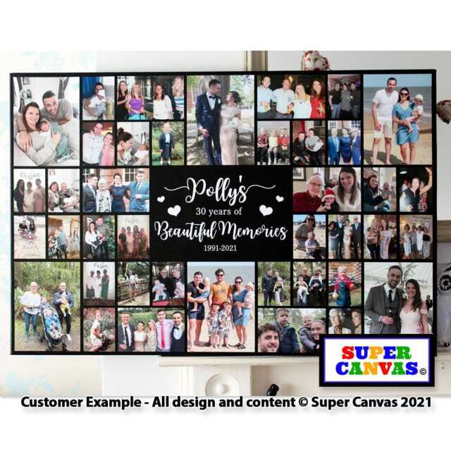 30Th Birthday Wife Husband Son Daughter Friend Custom Personalised Picture Photo Party Board Collage Framed Canvas Print Gift - image 1