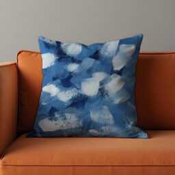Bold Blue Brushstroke Cushion Cover, Abstract Painterly Throw Pillow Case, Navy White Accent Decor, Modern Sofa Or Bedroom - thumbnail 4