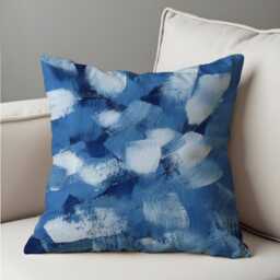 Bold Blue Brushstroke Cushion Cover, Abstract Painterly Throw Pillow Case, Navy White Accent Decor, Modern Sofa Or Bedroom - thumbnail 2