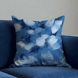 Bold Blue Brushstroke Cushion Cover, Abstract Painterly Throw Pillow Case, Navy White Accent Decor, Modern Sofa Or Bedroom - thumbnail 1