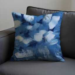Bold Blue Brushstroke Cushion Cover, Abstract Painterly Throw Pillow Case, Navy White Accent Decor, Modern Sofa Or Bedroom - thumbnail 3