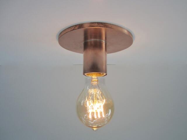 Copper Flush Mount Or Wall Sconce Light - Ul Listed Option Bare Bulb Edison Lamp Industrial Minimalist Ceiling - image 1