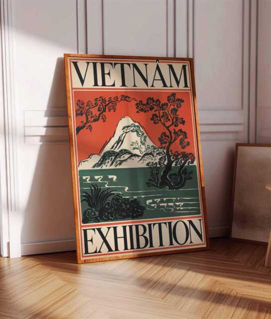 Retro Vietnam Exhibition Poster, Vietnamese Wall Art, Gift, Botanical Print, Floral Tropical Decor, Decor - image 1