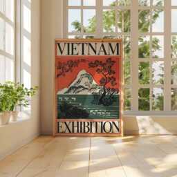 Retro Vietnam Exhibition Poster, Vietnamese Wall Art, Gift, Botanical Print, Floral Tropical Decor, Decor - thumbnail 3