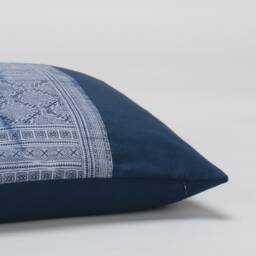 Indigo Batik Pillow Cover - Hmong Hill Tribe Stamped Cotton, 20 - thumbnail 4
