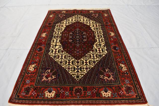 5x7Ft Medallion Design Handmade Afghan Wool Rug - Black Beige Soft - image 1