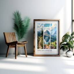 Glacier National Park Poster Hidden Lake Overlook Hiking Art - thumbnail 3
