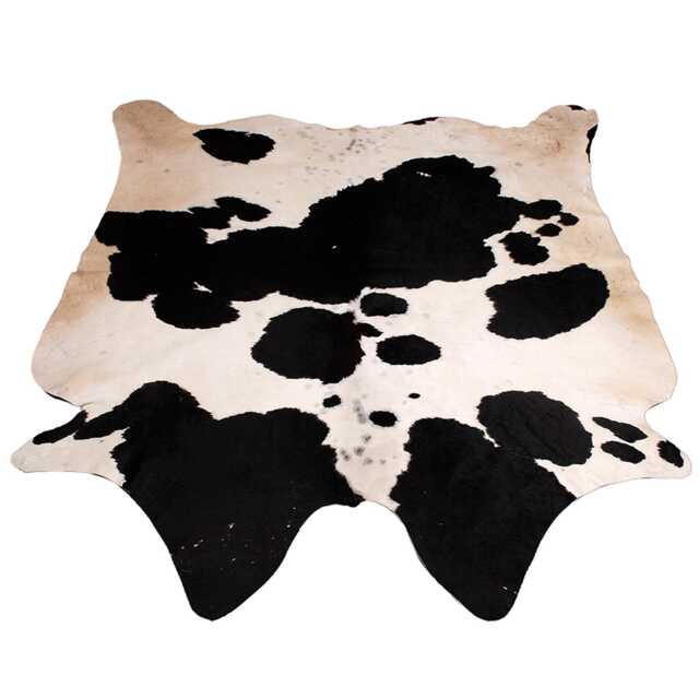 Extra Large Black & White Cowhide Rug Hair-On Leather Accent - 65x62 Inches - image 1