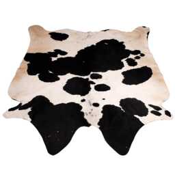 Extra Large Black & White Cowhide Rug Hair-On Leather Accent - 65x62 Inches