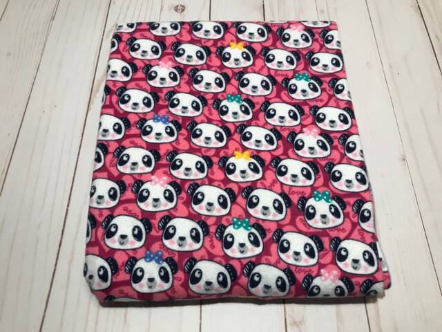 Reversible Flannel Blanket, Panda Baby Pink Girl Panda Blanket - image 1