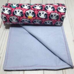 Reversible Flannel Blanket, Panda Baby Pink Girl Panda Blanket - thumbnail 3